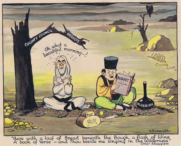 Butterworth Clement Attlee Stafford Cripps original political cartoon