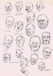 Caricatures of famous political leaders. Image.