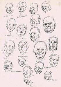 Caricatures of famous political leaders.