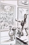 "..and that's my unfinished masterpiece Beaten On Their Own Ground. I ran out of ultramarine." [The Football Association is sponsoring  an exhibition of Football paintngs and sculpture in Park Lane.] Image.