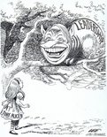 The Cheshire cat vanished quite slowly... ending with a grin. (Alice in Wonderland) Image.