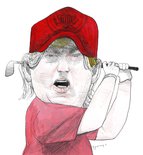 President Donald Trump playing golf Image.