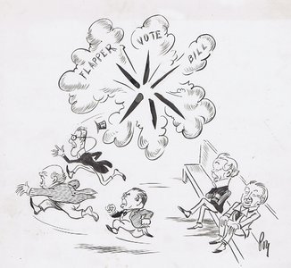 IF A BOMB FELL ON THE HOUSE OF COMMONS.  Mr Robert Morrison said that in that event Hon. Members would behave in very different ways.