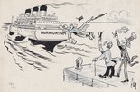 CAUGHT IT? Mr Ramsay MacDonald is due to sail for home today and rumour has it that he has not missed the boat! Image.