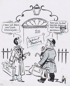 AIR EXPANSION. Things cannot be so bad after all! (Lord Londonderry flies over from Dublin to attend today's Cabinet.)