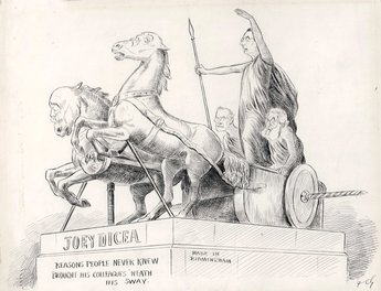 JOEYDICEA ON THE WAR-PATH: This statuary group, which it is suggested should be erected at Westminster, is in plaster. NB - There are no reins to the horses