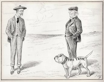 NOT EXPEDIENT. Mr. Asquith: Where's that big Tariff Reform dog you're always talling about? Why don't you trot him out? Mr. Bonar Law: it's not expedient, just the noo!