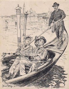 Venetian Reveries. Austin Chamberlian: "This is better than Southampton Water!" Joseph Chamberlian: "Ah! - Poor dear Arthur!"